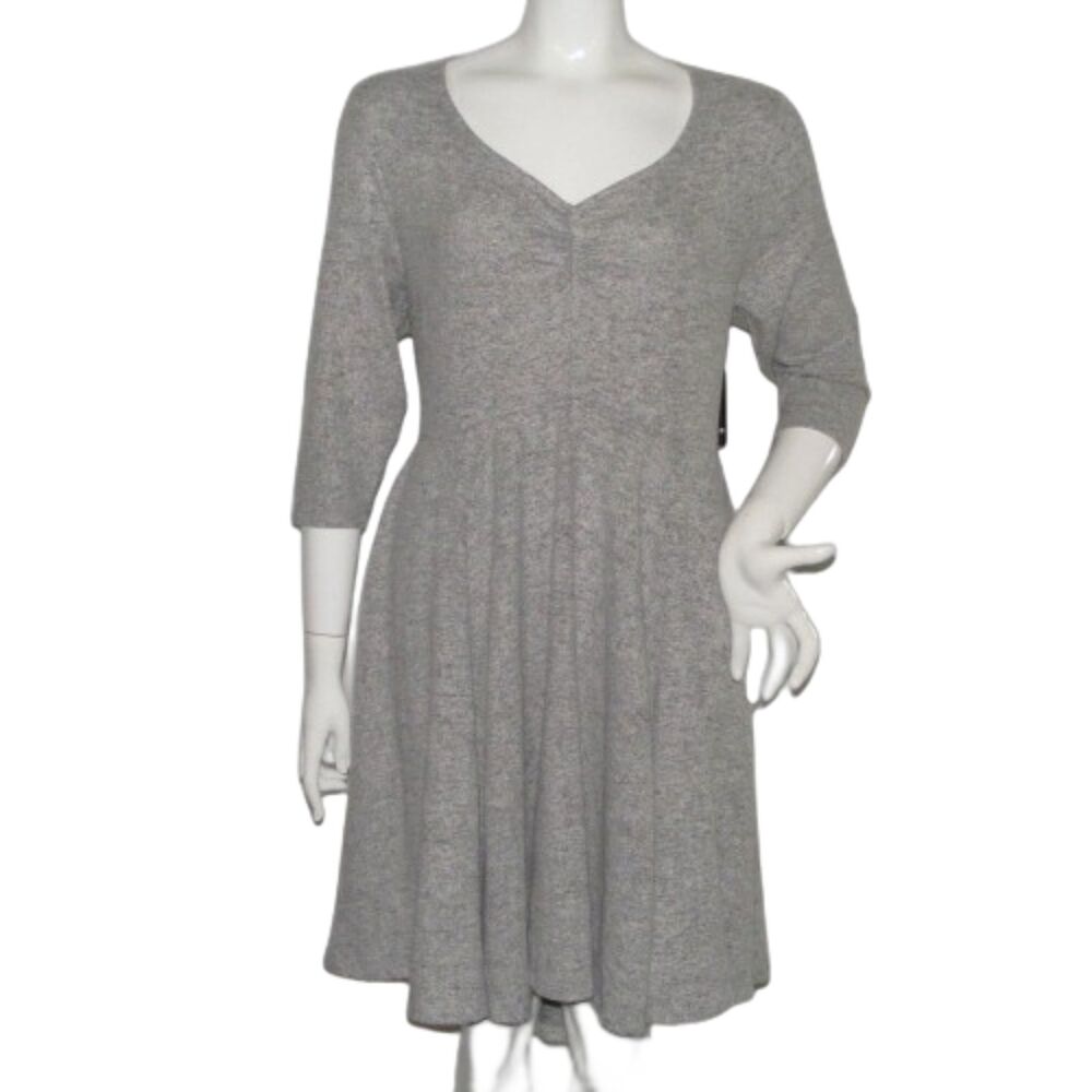 new TORRID Super Soft Dress, 1/1X, Heather Gray, Skater, V-neck, Pockets